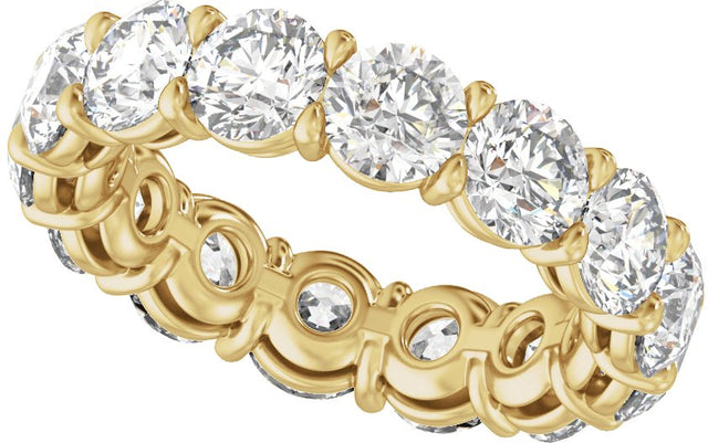 14K Gold Round Natural Diamond Low Profile Eternity Band - 4.3mm Stones - Yellow Gold - view 5