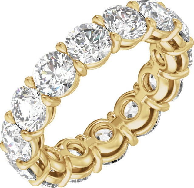 14K Gold Round Natural Diamond Low Profile Eternity Band - 4.3mm Stones - Yellow Gold