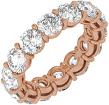 14K Gold Round Natural Diamond Low Profile Eternity Band - 4.3mm Stones - Rose Gold