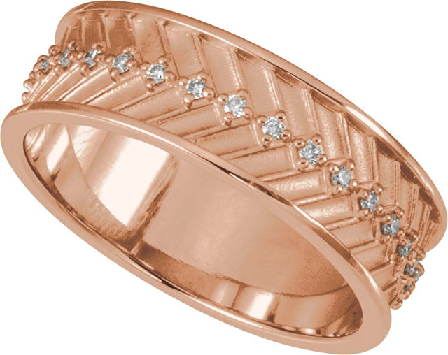 14K Gold Round Lab-Grown Diamond Accented Band - 1.2mm Stones - Rose Gold - view 4