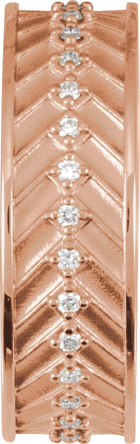 14K Gold Round Lab-Grown Diamond Accented Band - 1.2mm Stones - Rose Gold - view 3