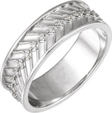 Platinum Round Natural Diamond Accented Band - 1.2mm Stones