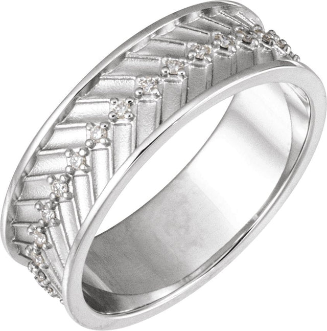 14K Gold Round Lab-Grown Diamond Accented Band - 1.2mm Stones - White Gold