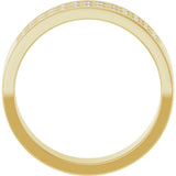 14K Gold Round Lab-Grown Diamond Double Row Tapered Band - 3/8 CTW - Yellow Gold - view 2