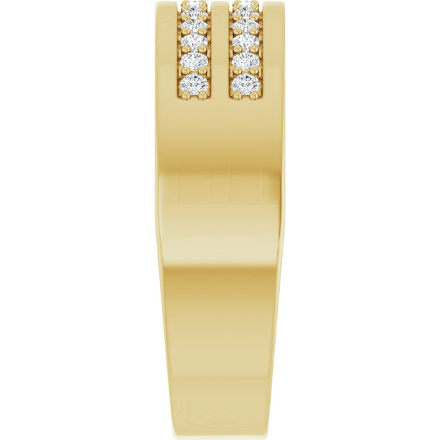 14K Gold Round Lab-Grown Diamond Double Row Tapered Band - 3/8 CTW - Yellow Gold - view 4