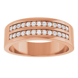 14K Gold Round Lab-Grown Diamond Double Row Tapered Band - 3/8 CTW - Rose Gold - view 3