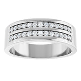 14K Gold Round Lab-Grown Diamond Double Row Tapered Band - 3/8 CTW - White Gold - view 3