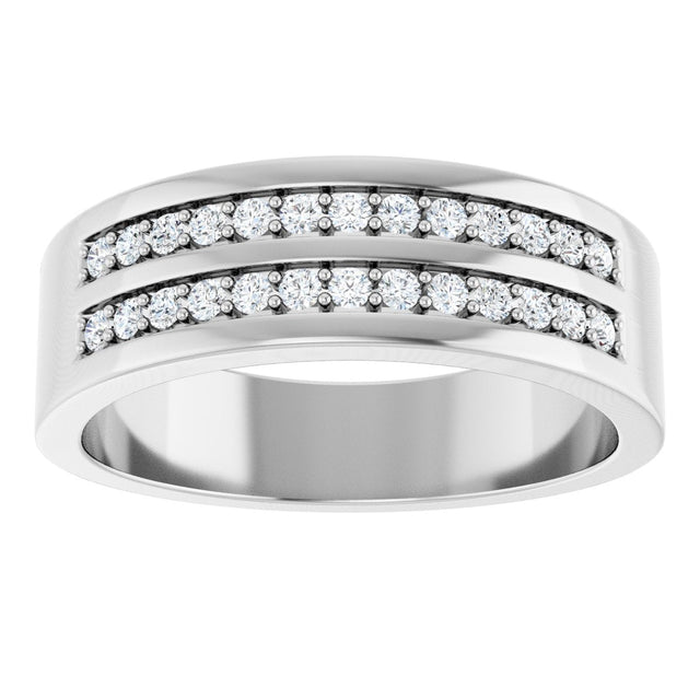 Platinum Round Lab-Grown Diamond Double Row Tapered Band - 3/8 CTW - view 3