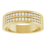 14K Gold Round Lab-Grown Diamond Double Row Tapered Band - 3/8 CTW - Yellow Gold - view 3