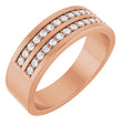 14K Gold Round Lab-Grown Diamond Double Row Tapered Band - 3/8 CTW - Rose Gold