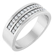 Platinum Round Natural Diamond Double Row Tapered Band - 3/8 CTW