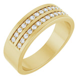 14K Gold Round Lab-Grown Diamond Double Row Tapered Band - 3/8 CTW - Yellow Gold