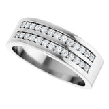 14K Gold Round Lab-Grown Diamond Double Row Tapered Band - 3/8 CTW - White Gold - view 5