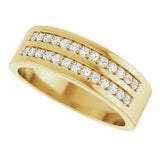 14K Gold Round Lab-Grown Diamond Double Row Tapered Band - 3/8 CTW - Yellow Gold - view 5