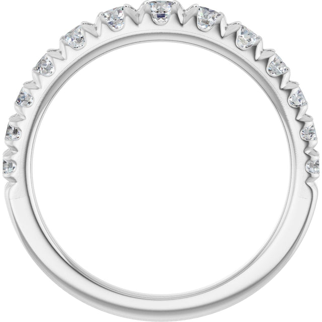 14K Gold Round Lab-Grown Diamond French-Set Graduated Anniversary Band - 3/8-3/4 CTW - White Gold - view 7
