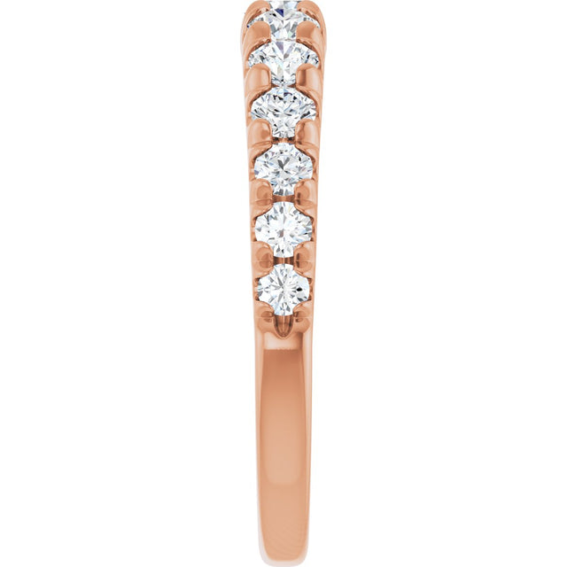 14K Gold Round Lab-Grown Diamond French-Set Graduated Anniversary Band - 3/8-3/4 CTW - Rose Gold - view 9