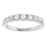 14K Gold Round Lab-Grown Diamond French-Set Graduated Anniversary Band - 3/8-3/4 CTW - White Gold - view 8