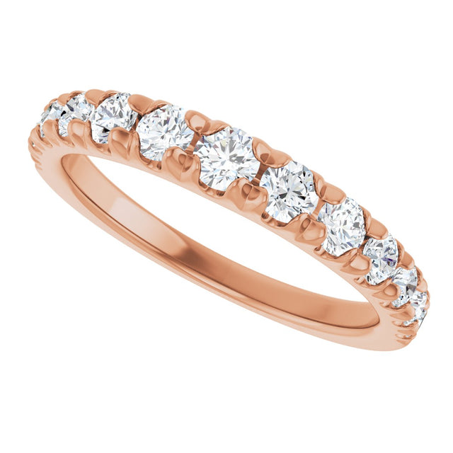 14K Gold Round Lab-Grown Diamond French-Set Graduated Anniversary Band - 3/8-3/4 CTW - Rose Gold - view 10