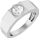 14K Gold Lab-Grown Diamond Solitaire Tapered Band – 6.5 mm Round - White Gold