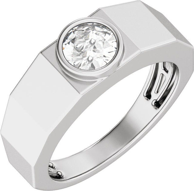 14K Gold Lab-Grown Diamond Solitaire Tapered Band – 6.5 mm Round - White Gold