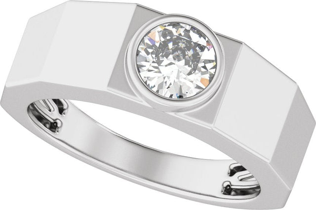 14K Gold Lab-Grown Diamond Solitaire Tapered Band – 6.5 mm Round - White Gold - view 5