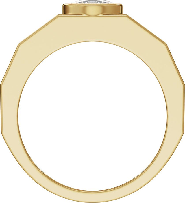 14K Gold Lab-Grown Diamond Solitaire Tapered Band – 6.5 mm Round - Yellow Gold - view 2