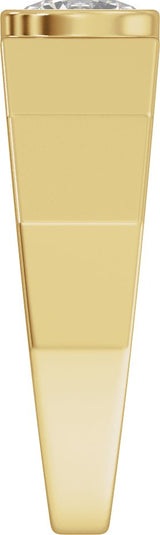 14K Gold Lab-Grown Diamond Solitaire Tapered Band – 6.5 mm Round - Yellow Gold - view 4