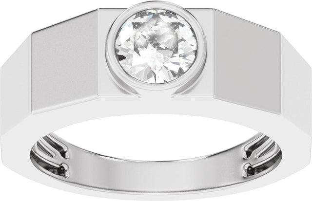 14K Gold Lab-Grown Diamond Solitaire Tapered Band – 6.5 mm Round - White Gold - view 3