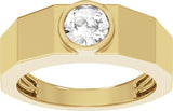 14K Gold Lab-Grown Diamond Solitaire Tapered Band – 6.5 mm Round - Yellow Gold - view 3