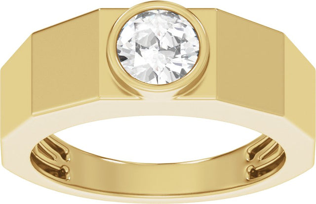 14K Gold Lab-Grown Diamond Solitaire Tapered Band – 6.5 mm Round - Yellow Gold - view 3