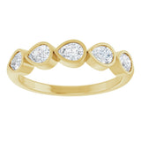 14K Gold Pear Natural Diamond Bezel-Set Five-Stone Anniversary Band - 4x3mm Stones - Yellow Gold - view 8