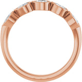 14K Gold Pear Natural Diamond Bezel-Set Five-Stone Anniversary Band - 4x3mm Stones - Rose Gold - view 7