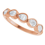 14K Gold Pear Natural Diamond Bezel-Set Five-Stone Anniversary Band - 4x3mm Stones - Rose Gold - view 10