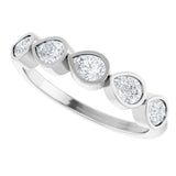 14K Gold Pear Lab-Grown Diamond Bezel-Set Five-Stone Anniversary Band - 4x3mm Stones - White Gold - view 10