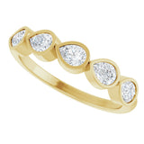 14K Gold Pear Lab-Grown Diamond Bezel-Set Five-Stone Anniversary Band - 4x3mm Stones - Yellow Gold - view 10