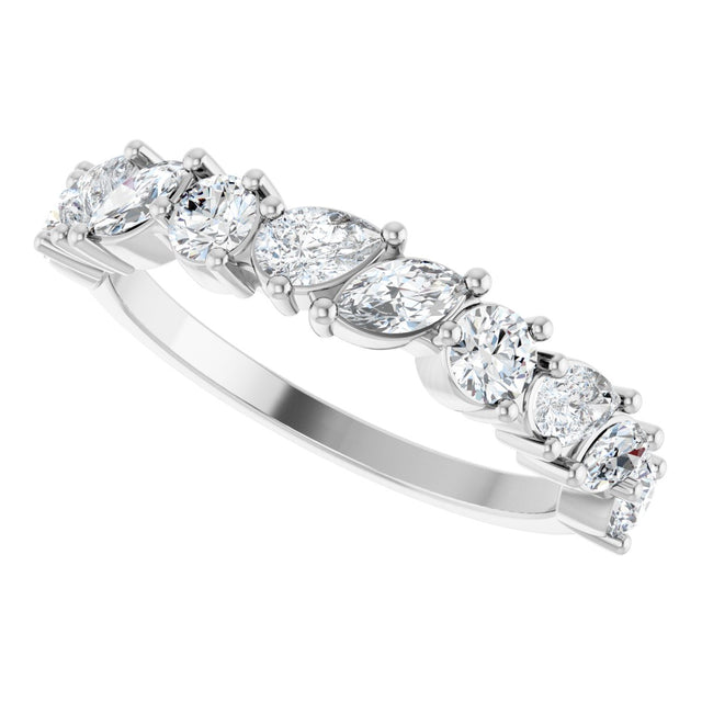 14K Gold Marquise Lab-Grown Diamond Anniversary Band - 9/10 CTW - White Gold - view 5