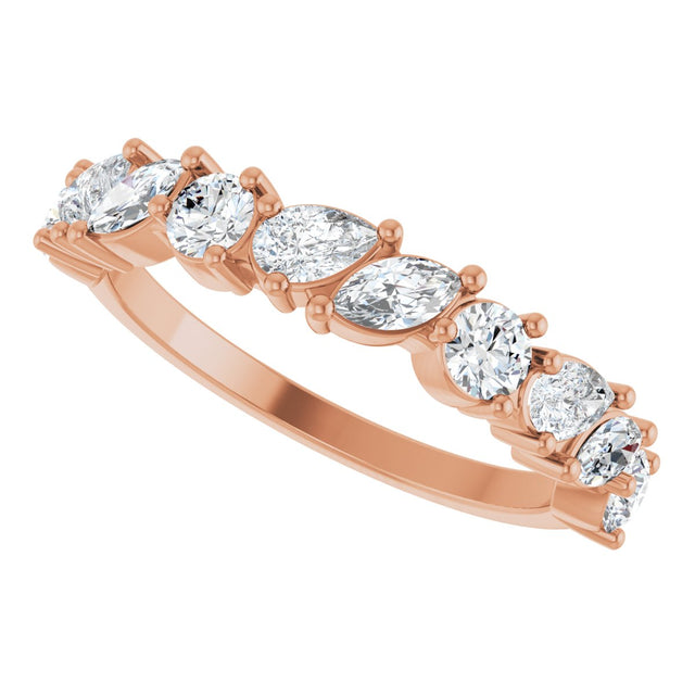 14K Gold Marquise Natural Diamond Anniversary Band - 9/10 CTW - Rose Gold - view 5
