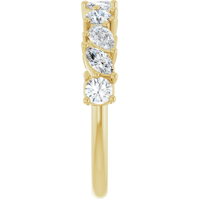 14K Gold Marquise Natural Diamond Anniversary Band - 9/10 CTW - Yellow Gold - view 4