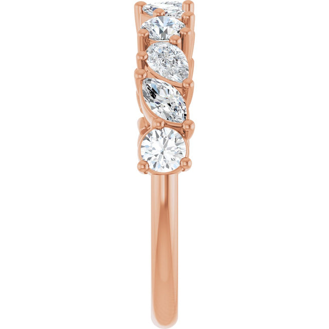 14K Gold Marquise Natural Diamond Anniversary Band - 9/10 CTW - Rose Gold - view 4