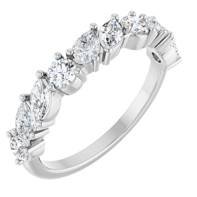 14K Gold Marquise Natural Diamond Anniversary Band - 9/10 CTW - White Gold