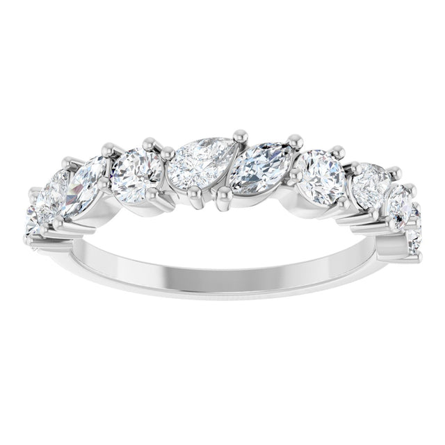 14K Gold Marquise Natural Diamond Anniversary Band - 9/10 CTW - White Gold - view 3
