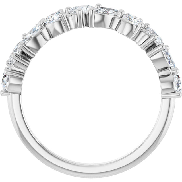 14K Gold Marquise Lab-Grown Diamond Anniversary Band - 9/10 CTW - White Gold - view 2