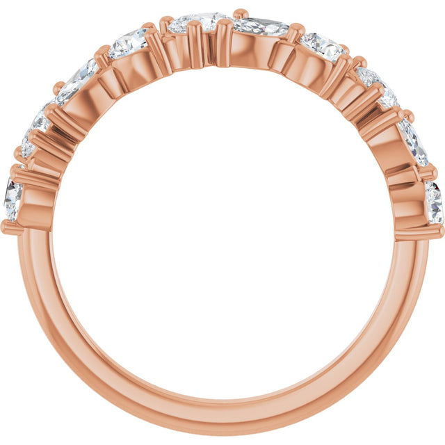 14K Gold Marquise Natural Diamond Anniversary Band - 9/10 CTW - Rose Gold - view 2