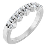 Platinum Marquise Natural Diamond Double Row Anniversary Band - 1/3 CTW