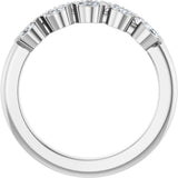14K Gold Marquise Natural Diamond Double Row Anniversary Band - 1/3 CTW - White Gold - view 2