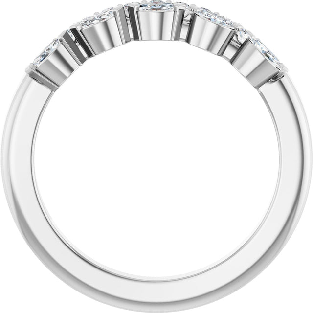 14K Gold Marquise Natural Diamond Double Row Anniversary Band - 1/3 CTW - White Gold - view 2