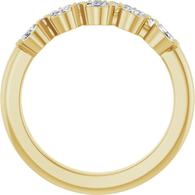 14K Gold Marquise Natural Diamond Double Row Anniversary Band - 1/3 CTW - Yellow Gold - view 2