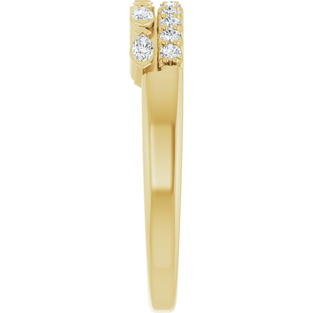 14K Gold Marquise Natural Diamond Double Row Anniversary Band - 1/3 CTW - Yellow Gold - view 4