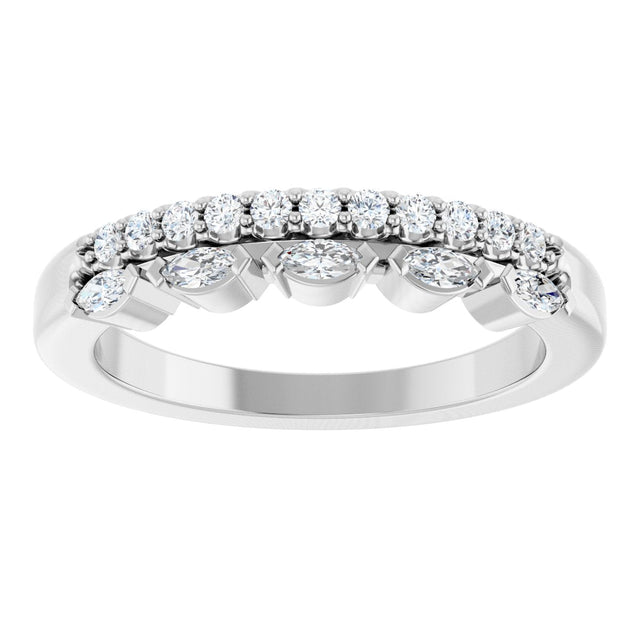 Platinum Marquise Natural Diamond Double Row Anniversary Band - 1/3 CTW - view 3