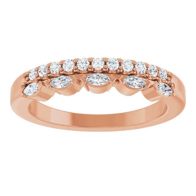 14K Gold Marquise Lab-Grown Diamond Double Row Anniversary Band - 1/3 CTW - Rose Gold - view 3